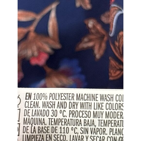 Forever 21 Floral Navy Blue Multicolor Crop Top Bell Sleeve Lace Up Back Size S - Picture 4 of 5